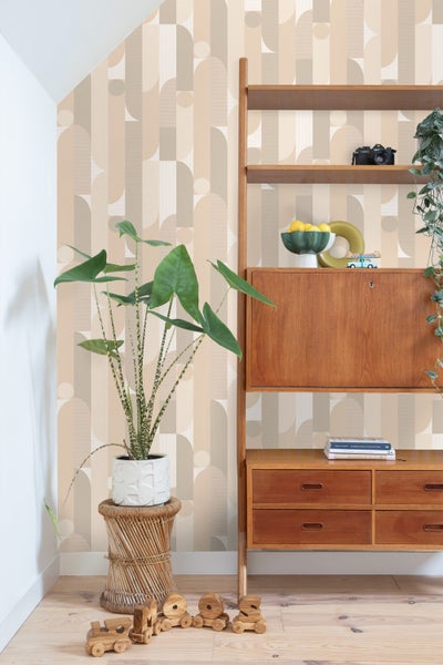 ESTAhome Tapete geometrische Formen Beige - 50 x 900 cm - 131056