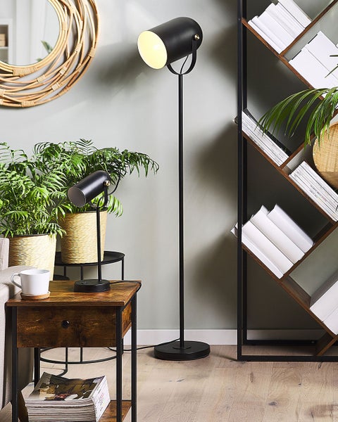 Stehlampe TYRIA verstellbar Metall Schwarz