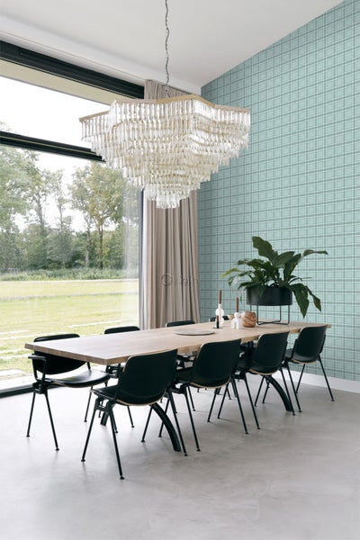 Origin Wallcoverings Tapete Karomuster Seladongrün - 53 cm x 10,05 m - 347469