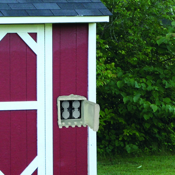 Außen-Steckdosenstein ROCCUS, aus grauem Kunststoff, Steckdosen/Technik für Garten und Terrasse