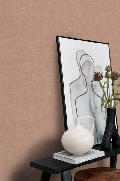 Origin Wallcoverings Tapete Leinen-Optik Terrakotta - 53 cm x 10.05 m - 348013