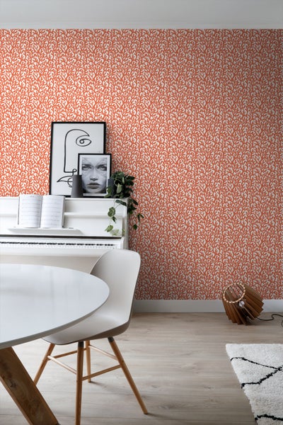 ESTAhome Tapete Koralle Orange und Weiß - 50 x 900 cm - 131013