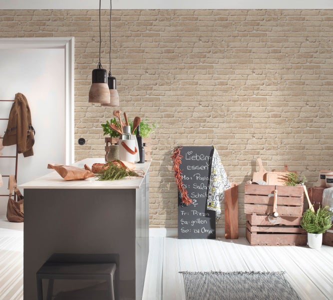 A.S. Création Tapete Steinoptik Sandbeige - 53 cm x 10.05 m - AS-355812