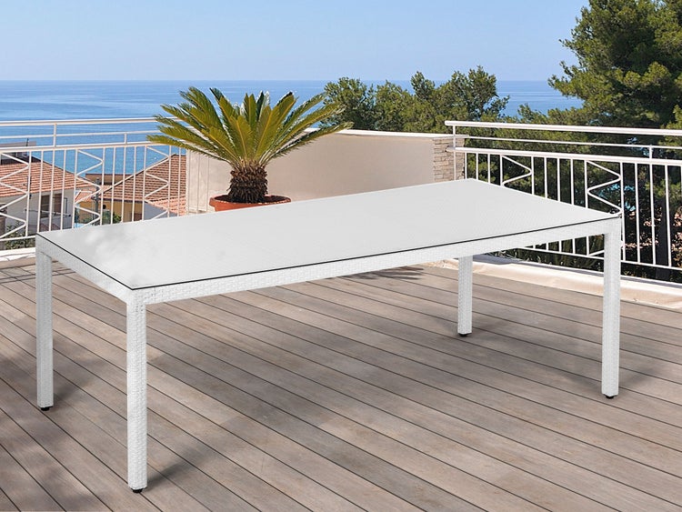 Gartentisch ITALY 220 cm 100 cm Glas Weiß
