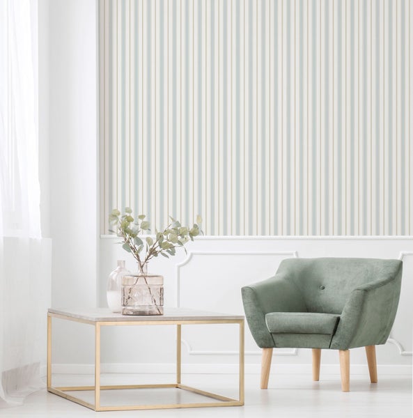 Sanders und Sanders Tapete Streifen Hellblau und Beige - 53 cm x 10.05 m - 640702
