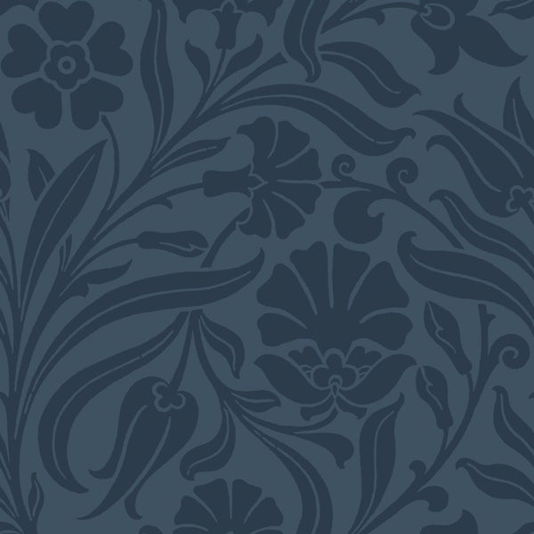 ESTAhome Tapete Blumen Dunkelblau - 53 cm x 10.05 m - 139296