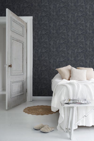 Borastapeter Tapete Kraniche Dunkelblau - 53 cm x 10.05 m - 660315