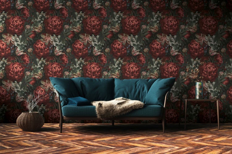 Tapetenrolle mit Blumenmuster