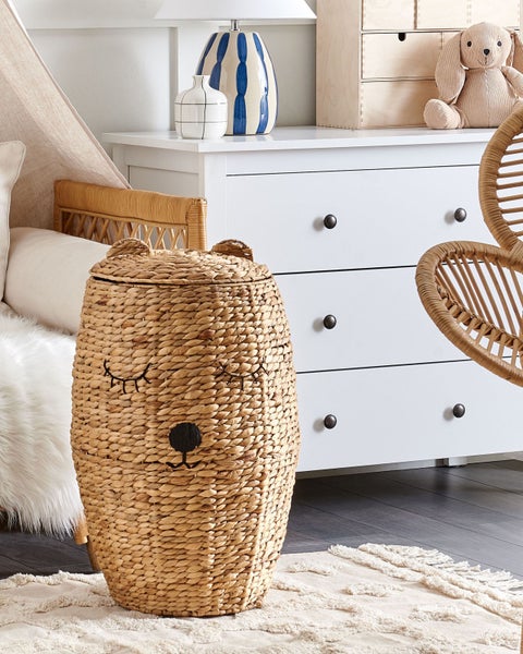 Kinder Aufbewahrungskorb Teddybär SAMBUR Geflecht Naturfarben