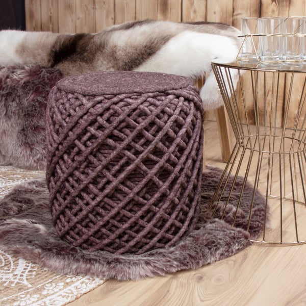 Pouf Hocker stilvoll, modern Lila Rund Ø 40 cm