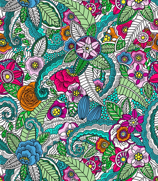 ESTAhome XXL-Vliestapete Blumenmandalas Rosa, Grün, Orange, Lila und Blau - 50 x 900 cm - 158608