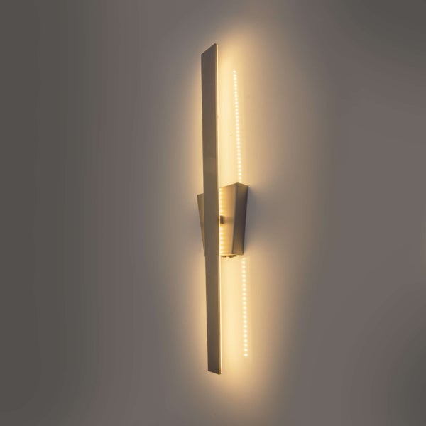 LED Wandleuchte TREVOR nickel matt,  Wandlampe aus Metall und Kunststoff in Nickel matt, mit fest verbauten LEDs, Wandbeleuchtung innen 62 x 10 x 4,5 cm