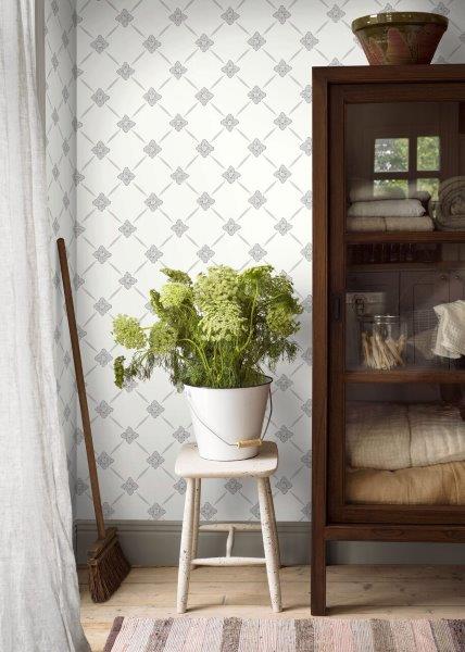 Borastapeter Tapete Fliesenmuster Grau und Beige - 53 cm x 10.05 m - 660043