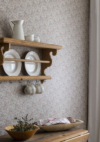 Duro Tapete Blumenmuster Terrakotta - 53 cm x 10.05 m - 661089