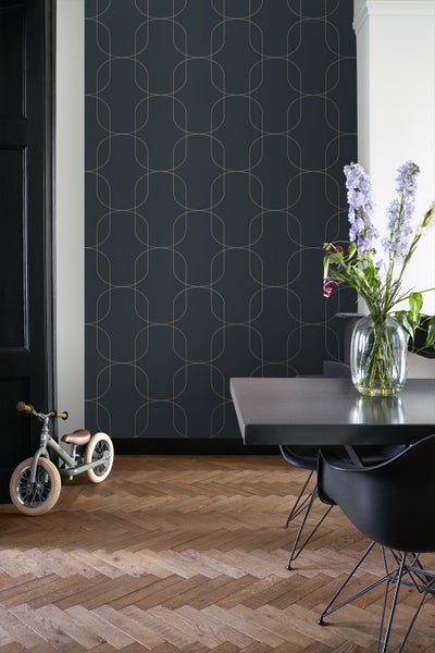 ESTAhome Tapete geometrische Formen Dunkelblau - 50 x 900 cm - 139651