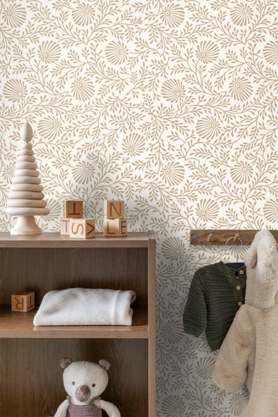 ESTAhome Tapete Blumenmuster Beige - 50 x 900 cm - 131511