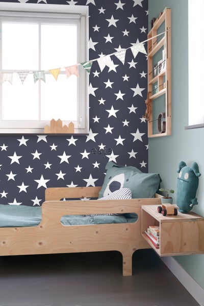 ESTAhome Tapete große und kleine Sterne Dunkelblau - 53 cm x 10.05 m - 138933