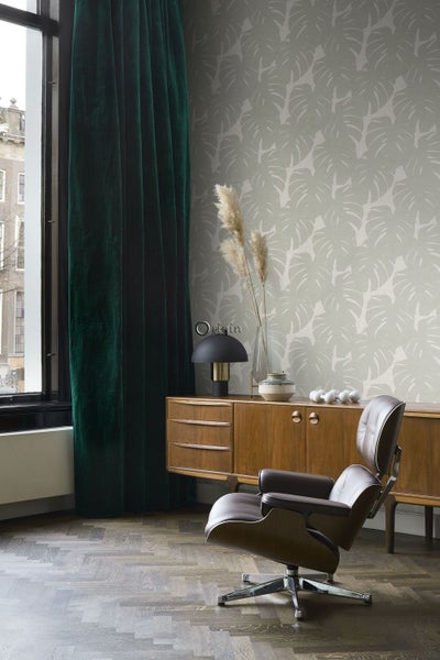 Origin Wallcoverings Tapete Blätter in Leinen-Optik Beigebraun - 53 cm x 10.05 m - 347761