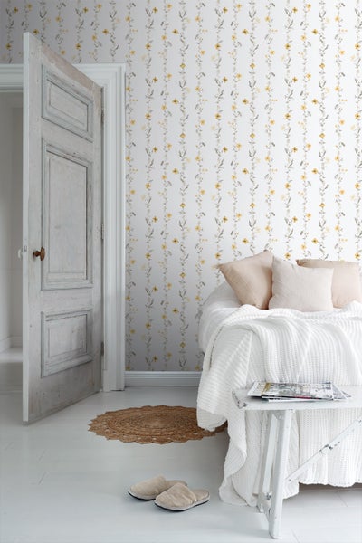 Sanders und Sanders Tapete Blumen Gelb und Weiß - 53 cm x 10 m - 640172