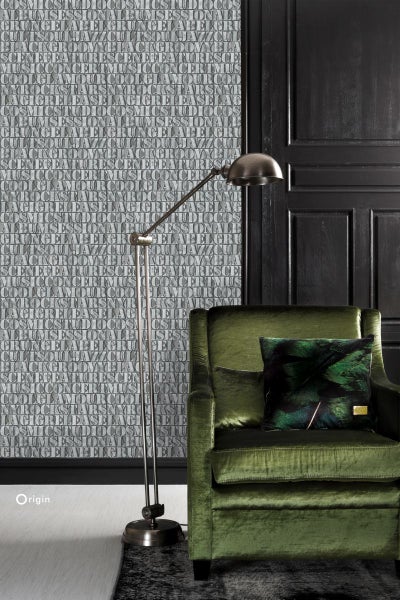 Origin Wallcoverings Tapete alte eiserne Druckbuchstaben Lagunengrün - 53 cm x 10.05 m - 347595