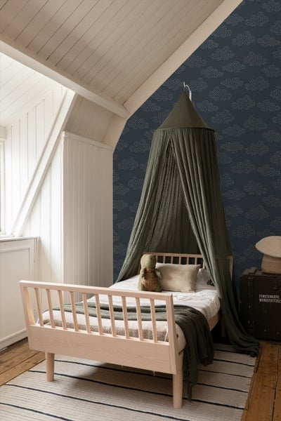 ESTAhome Tapete kleine Wolken Dunkelblau - 50 x 900 cm - 139980