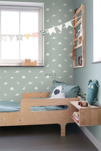ESTAhome Tapete Dinosaurier Mintgrün - 53 cm x 10.05 m - 139284
