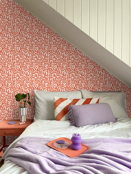 ESTAhome Tapete Koralle Orange und Weiß - 50 x 900 cm - 131013