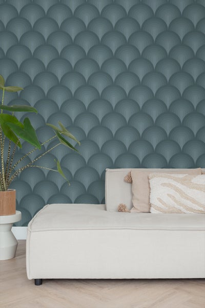 ESTAhome Tapete 3D Muster Petrolblau - 50 x 900 cm - 131123