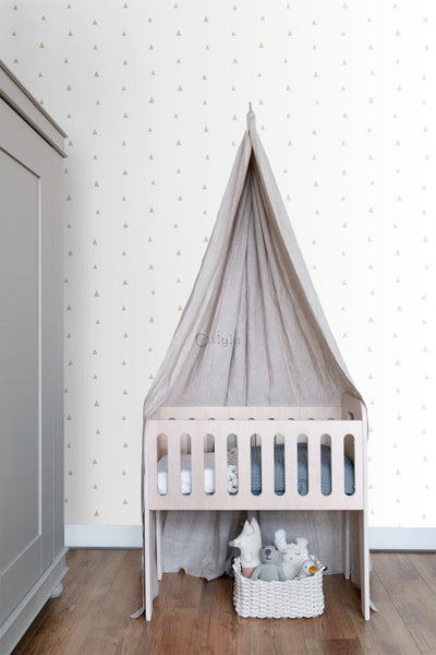 Origin Wallcoverings Tapete grafische Dreiecke Weiß und Gold - 53 cm x 10.05 m - 347680