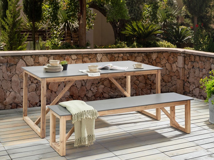 Gartenmöbel Set mit Bänken NOTTERI Beton Grau