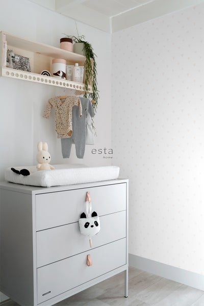 ESTAhome Tapete Herzchen Silber und Weiß - 53 cm x 10.05 m - 138864