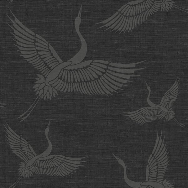 Origin Wallcoverings Tapete Kraniche Dunkelgrau - 53 cm x 10.05 m - 347760
