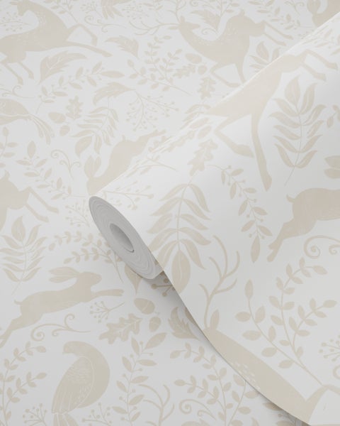 ESTAhome Tapete Wald mit Waldtieren Beige - 50 x 900 cm - 139527