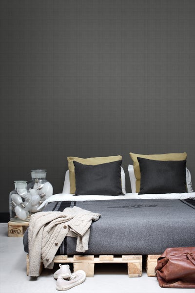 ESTAhome Tapete Leinen-Optik Dunkelgrau - 53 cm x 10.05 m - 139028