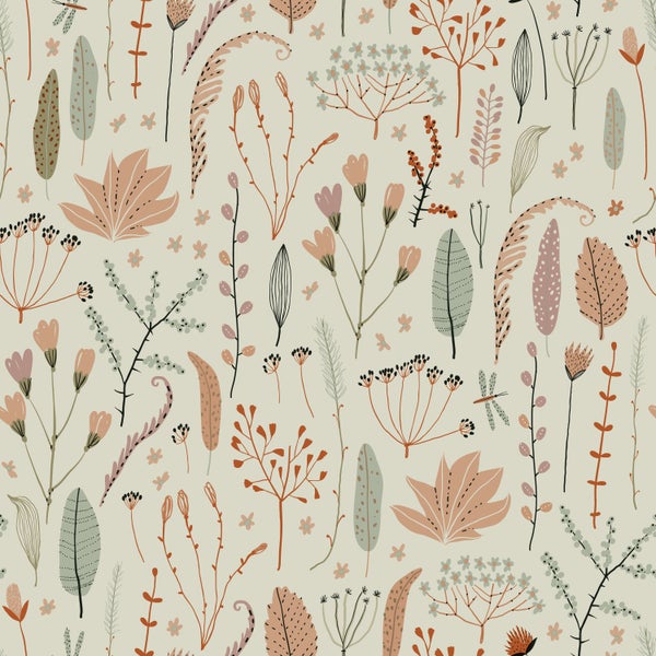 ESTAhome Tapete Feldblumen Graublau - 50 x 900 cm - 131164