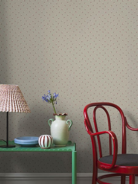 Borastapeter Tapete Blumen Taupe und Terrakotta - 53 cm x 10.05 m - 662644