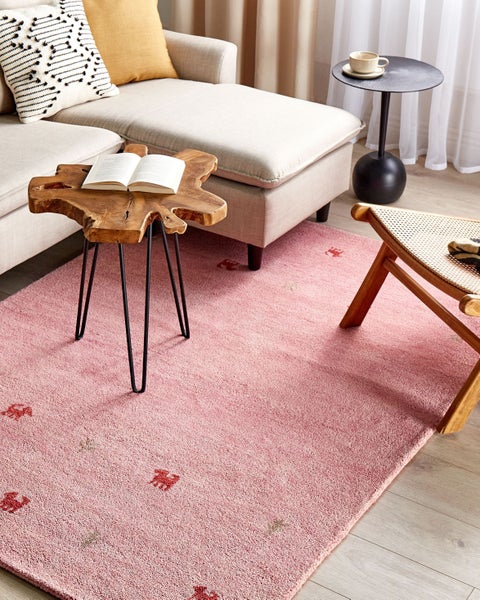Teppich YULAFI Rosa 140 x 200 cm Wolle Gabbeh