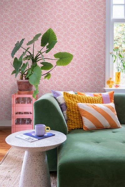 ESTAhome Tapete Gänseblümchen Rosa und Orange - 53 cm x 10.05 m - 131149