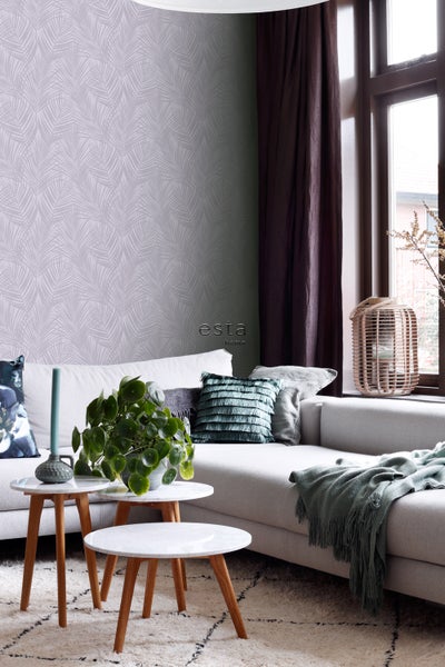 ESTAhome Tapete Palmblätter Violett - 53 cm x 10.05 m - 139573