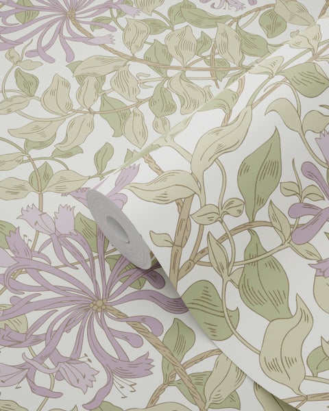 ESTAhome Tapete Blumen Grün und Lila - 50 x 900 cm - 131030