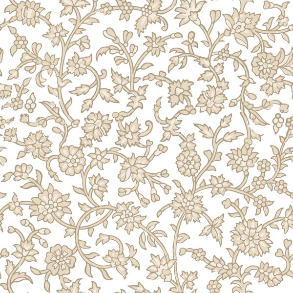 ESTAhome Tapete Blumenmuster Beige - 50 x 900 cm - 131518