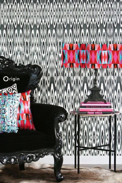 Origin Wallcoverings Fototapete Coco Ikat-Motive Schwarz - 150 x 279 cm - 356903