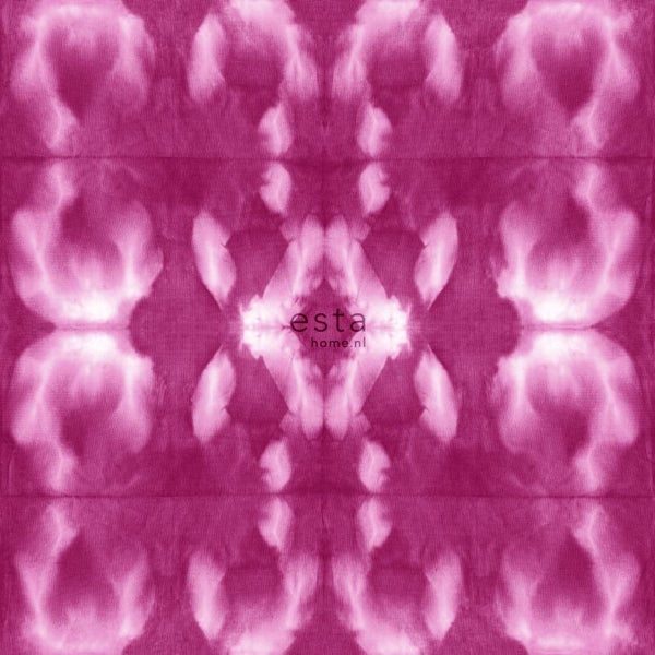 ESTAhome Tapete Tie-Dye Shibori Muster Tiefrosa - 53 cm x 10.05 m - 148684