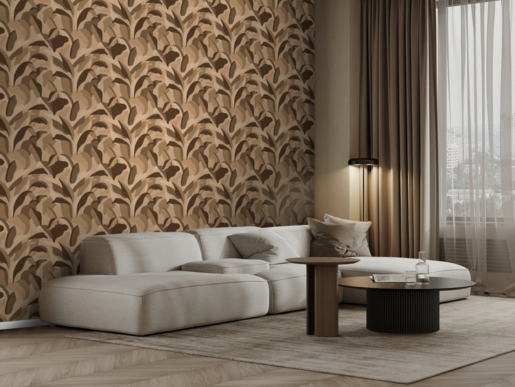 Origin Wallcoverings Tapete tropische Blätter Braun - 50 x 900 cm - 348064