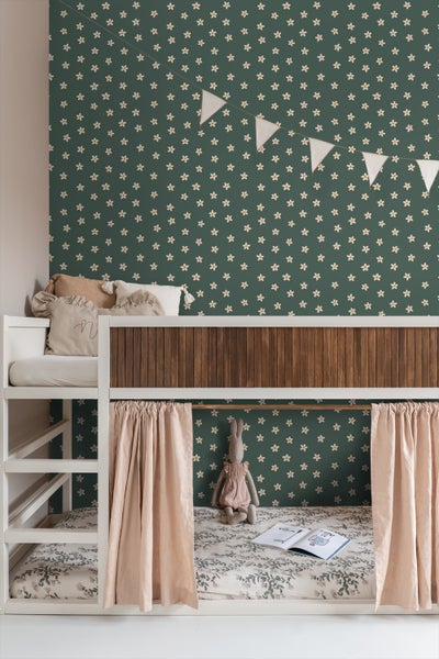 ESTAhome Tapete Gänseblümchen Dunkelgrün - 50 x 900 cm - 131116