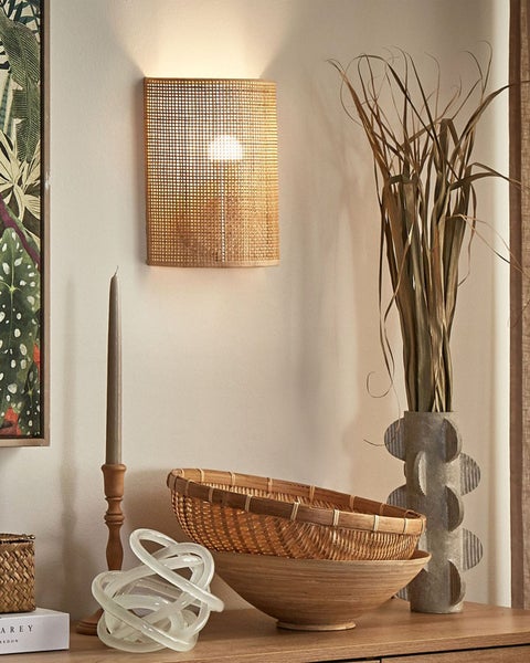 Wandlampe DEMITRIE Rattan Naturfarben