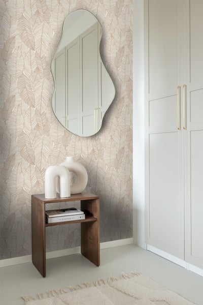 ESTAhome Tapete gezeichnete Blätter Beige - 53 cm x 10.05 m - 139352