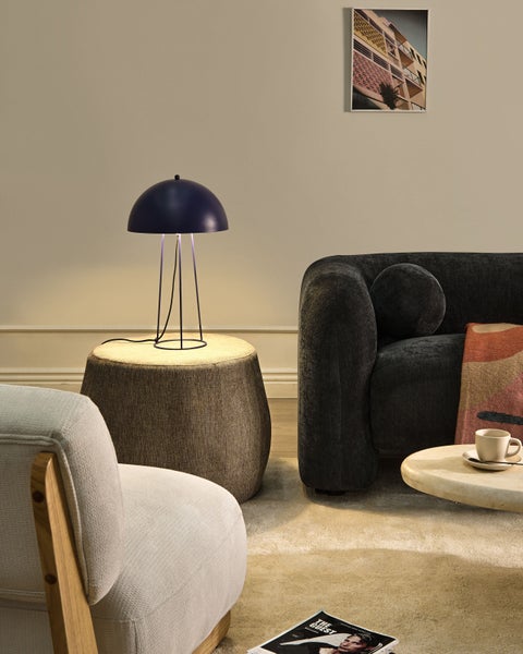 Wohnzimmer mit Lampe, Sofa und Sessel für eine gemütliche Atmosphäre