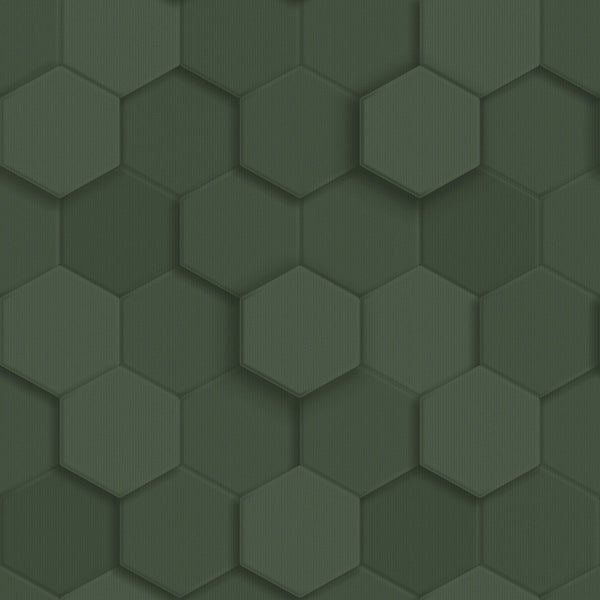 Origin Wallcoverings Tapete 3D Wabenmuster Dunkelgrün - 53 cm x 10.05 m - 347852