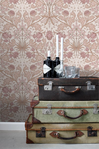 ESTAhome Tapete Blumenmuster im Jugendstil Altrosa und Beige - 50 x 900 cm - 131178